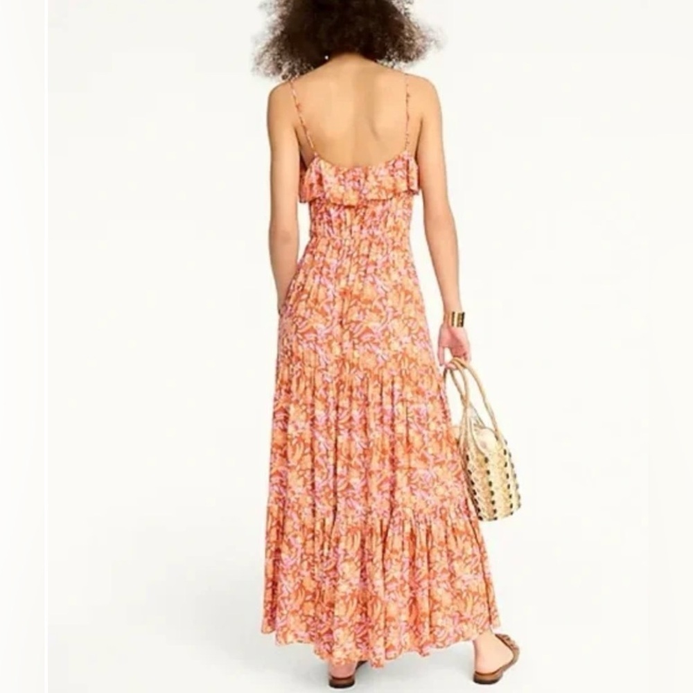 J. Crew Orange and Purple  Ruffled Tiered Maxi Sundress Small - Picture 3 of 10